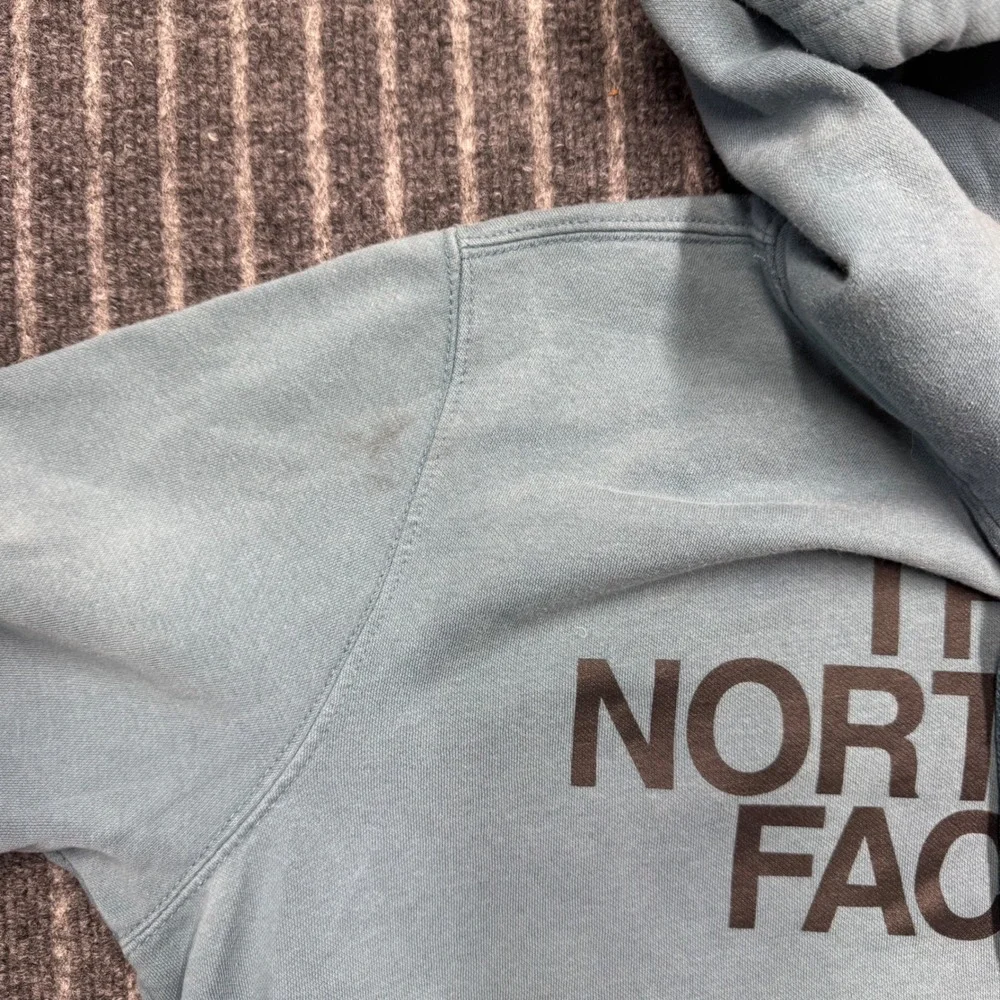 The North Face Mens Hoodie Large Blue Logo Pullover Fleece Sweatshirt (2658)